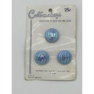 Costumakers Buttons Sewing Vintage Iridescent Dome Light Blue‎ 30 Line